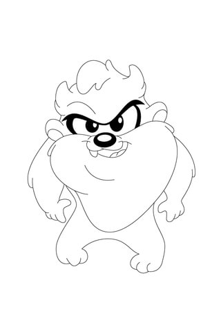 Taz Is Looking Hungry And Bares His Teeth Coloring Page